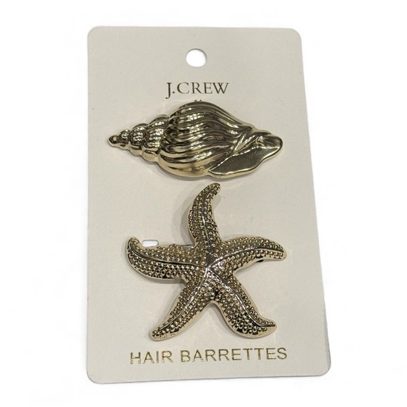 J. Crew Accessories - NWT- J. Crew - Metallic shell and starfish barrettes set-of-two